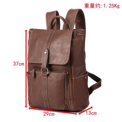 Top Brown Leather Men's Satchel Backpack Computer Backpack 14 inches School Backpack For Men - iwalletsmen