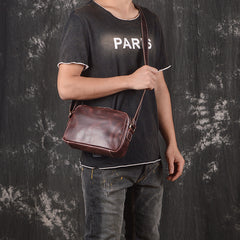 Casual Leather Mens Brown Side Bag Small Messenger BAG Brown Courier Bag FOR MEN - iwalletsmen