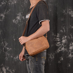 Casual Leather Mens Brown Side Bag Small Messenger BAG Brown Courier Bag FOR MEN - iwalletsmen