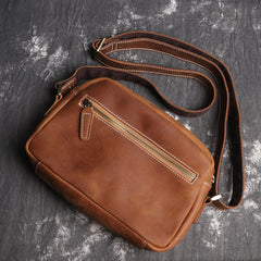 Casual Leather Mens Brown Side Bag Small Messenger BAG Brown Courier Bag FOR MEN - iwalletsmen