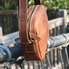 Casual Leather Mens Brown Side Bag Small Messenger BAG Brown Courier Bag FOR MEN - iwalletsmen