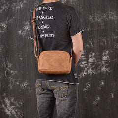 Casual Leather Mens Brown Side Bag Small Messenger BAG Brown Courier Bag FOR MEN - iwalletsmen