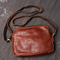 Casual Leather Mens Brown Side Bag Small Messenger BAG Brown Courier Bag FOR MEN - iwalletsmen