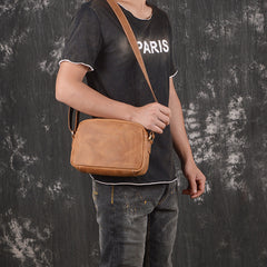 Casual Leather Mens Brown Side Bag Small Messenger BAG Brown Courier Bag FOR MEN - iwalletsmen