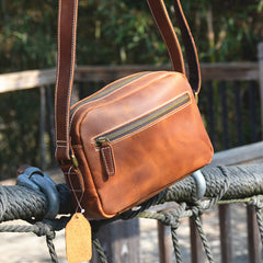 Casual Leather Mens Brown Side Bag Small Messenger BAG Brown Courier Bag FOR MEN - iwalletsmen