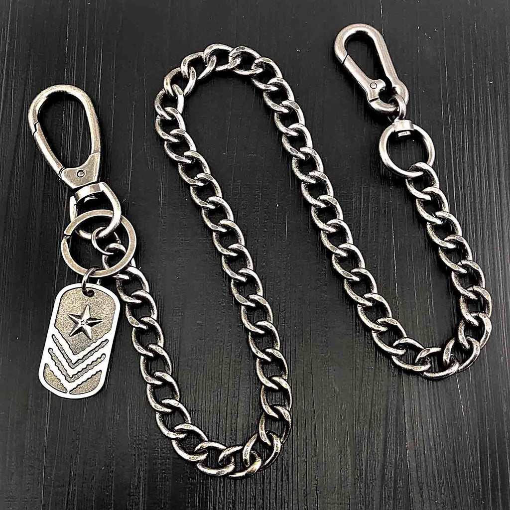 Cool Silver Tag Long Mens Pants Chain Military Tag Wallet Chain