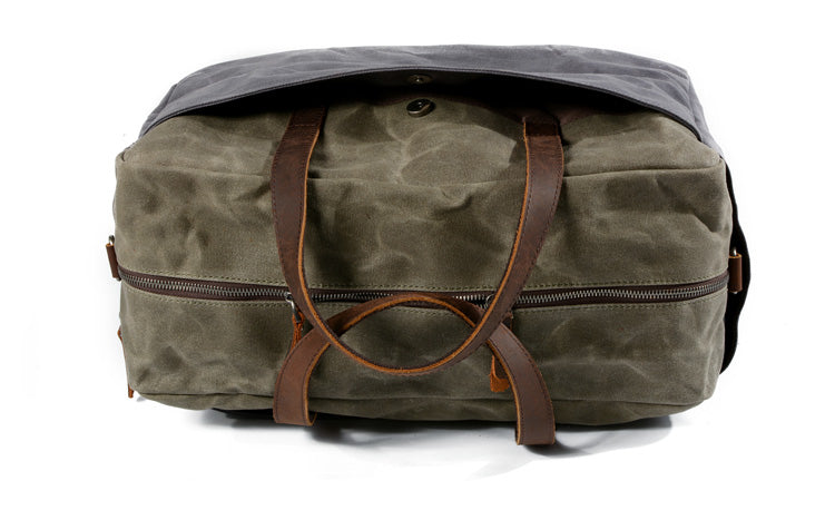Casual Waxed Canvas Leather Mens Military Style Travel Weekender Bag D –  iwalletsmen