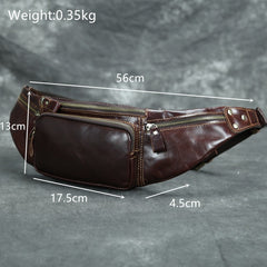 Coffee Leather Fanny Pack Men's Coffee Chest Bag Hip Bag Phone Waist Bag For Men