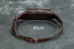 Coffee Leather Fanny Pack Men's Coffee Chest Bag Hip Bag Phone Waist Bag For Men