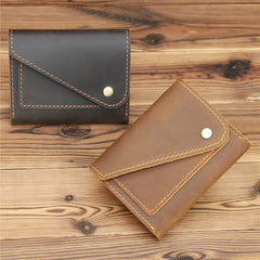 Coffee Leather Mens Front Pocket Wallet Coin Wallet Slim Wallet for Men