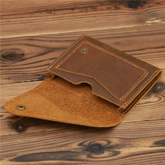 Coffee Leather Mens Front Pocket Wallet Coin Wallet Slim Wallet for Men