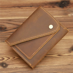 Coffee Leather Mens Front Pocket Wallet Coin Wallet Slim Wallet for Men