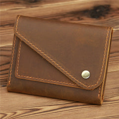 Brown Leather Mens Front Pocket Wallet Coin Wallet Slim Wallet for Men