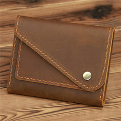 Coffee Leather Mens Front Pocket Wallet Coin Wallet Slim Wallet for Men