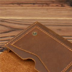 Coffee Leather Mens Front Pocket Wallet Coin Wallet Slim Wallet for Men