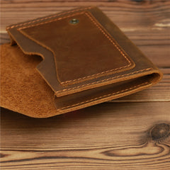 Coffee Leather Mens Front Pocket Wallet Coin Wallet Slim Wallet for Men