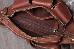 Cool Large Leather Fanny Pack Belt Bag Mens Hip Pack Coffee Waist Bag Sling Bags For Men
