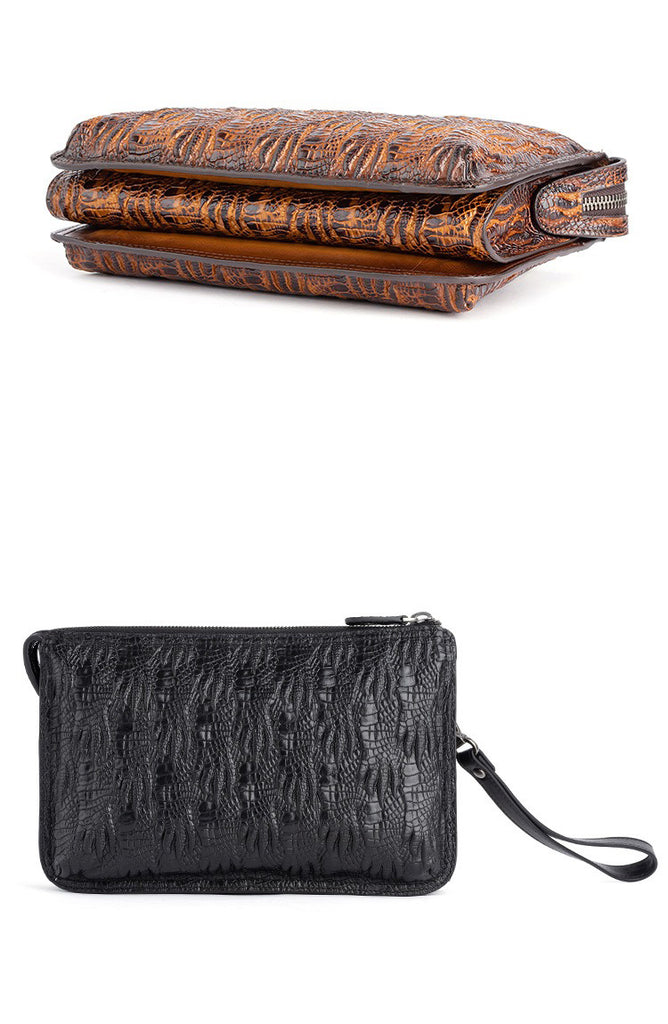 Cool Leather Mens Clutch Bag Crocodile Pattern Wristlet Bag Clutch Wal –  iwalletsmen