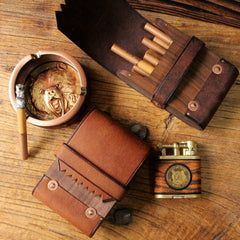 Cool Wooden Leather Mens 20pcs Cigarette Case With Belt Loop Best Cigarettes Holder Box for Men