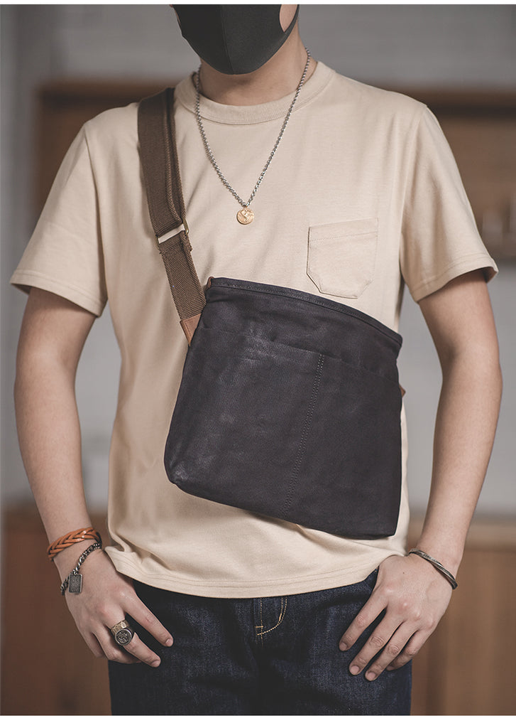 Cool Casual Canvas Men's Gray Side Bag Postman Bag Messenger Bag For M