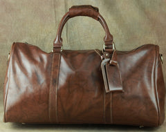 Cool Coffee Brown Leather Mens Large Travel Bag Overnight Bag Weekender Bags For Men - iwalletsmen