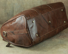 Cool Coffee Brown Leather Mens Large Travel Bag Overnight Bag Weekender Bags For Men - iwalletsmen