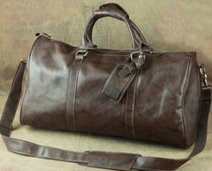 Cool Coffee Brown Leather Mens Large Travel Bag Overnight Bag Weekender Bags For Men - iwalletsmen