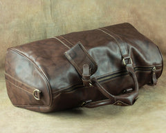 Cool Coffee Brown Leather Mens Large Travel Bag Overnight Bag Weekender Bags For Men - iwalletsmen