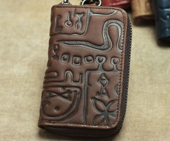 Cool Leather Aztec Designed Mens Car Key Key Wallet Small Key Holders for Men - iwalletsmen