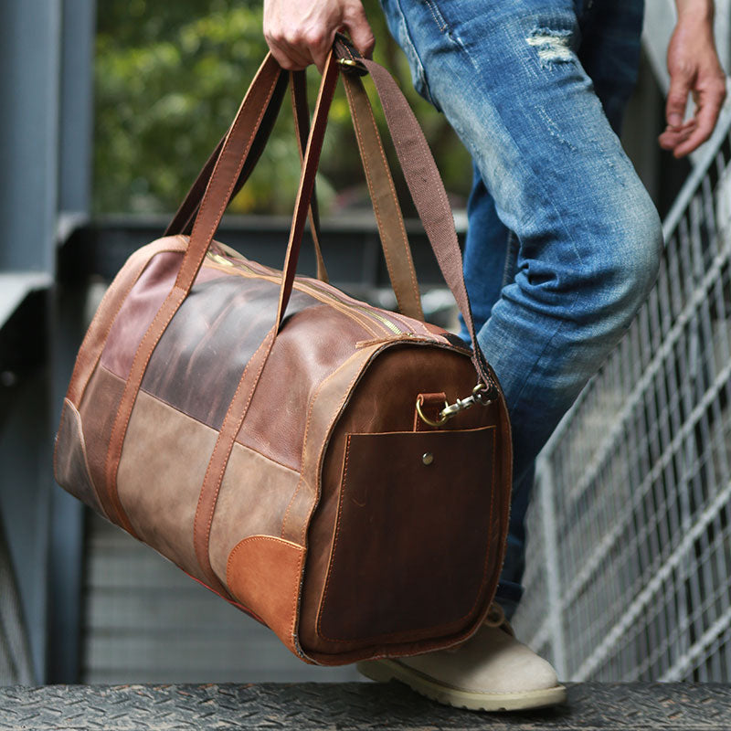 Men's Duffle Bag Leather Weekender Bag Leather Holdall 