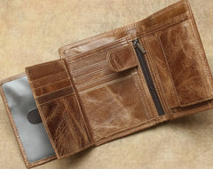 Cool Leather Mens Small Wallet billfold Bifold Wallet Front Pocket Wallet for Men - iwalletsmen