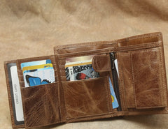 Cool Leather Mens Small Wallet billfold Bifold Wallet Front Pocket Wallet for Men - iwalletsmen