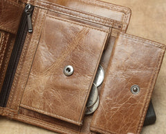 Cool Leather Mens Small Wallet billfold Bifold Wallet Front Pocket Wallet for Men - iwalletsmen