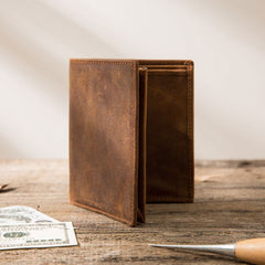 Cool Leather Vintage Mens Slim Small Wallets Zipper billfold Wallets for Men - iwalletsmen