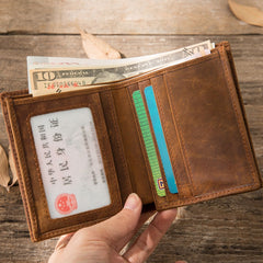 Cool Leather Vintage Mens Slim Small Wallets Zipper billfold Wallets for Men - iwalletsmen