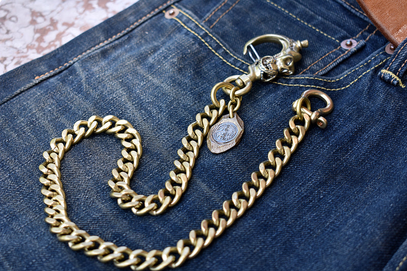 Cool Men's Handmade Python Lion SKull Copper Brass Pants Black Chain B –  iChainWallets