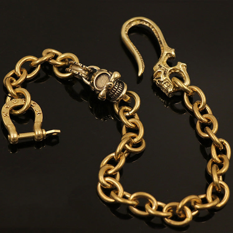 Badass Men's Gold Brass Skull Biker Wallet Chain Key Chain Pants Chain –  iChainWallets