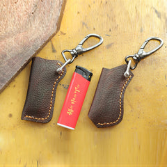 Dark Brown Leather Mens Disposable Lighter Case Lighter Holder with Belt Clip For Men - iwalletsmen