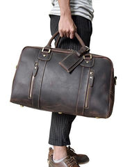 Vintage Leather Mens Weekender Bag Vintage Cool Travel Bag Duffle Bag for Men - iwalletsmen