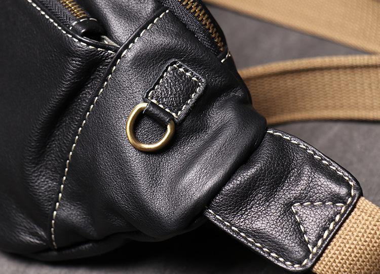 Best Black Leather Fanny Pack Men's Black Chest Bag Best Hip Bag Waist –  iwalletsmen