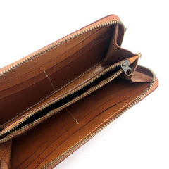 Stylish Black Leather Men's Long Wallet Clutch Wallet Tan Phone Wallet Zipper Clutch Wallet For Men - iwalletsmen