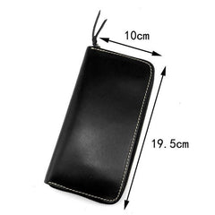 Stylish Black Leather Men's Long Wallet Clutch Wallet Tan Phone Wallet Zipper Clutch Wallet For Men - iwalletsmen