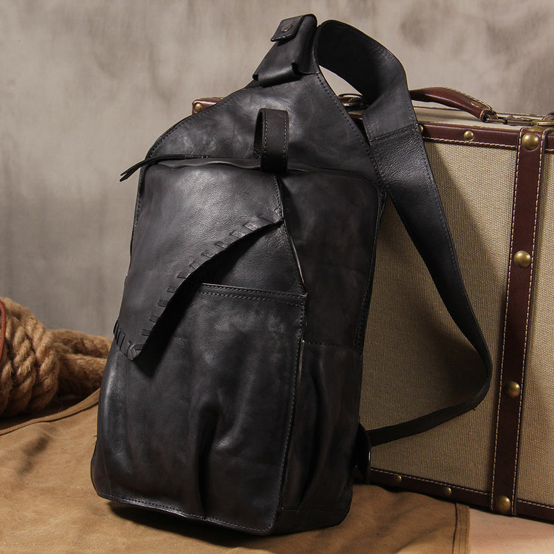 Genuine Brown Mens Leather Sling Bag | Crossbody Bag, Cognac