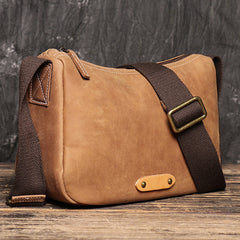 Trendy Camel Leather Men's Small Side Bag Postman Bag Messenger Bag For Men