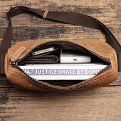 Trendy Coffee Leather Men's Small Side Bag Postman Bag Messenger Bag For Men