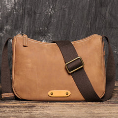 Trendy Coffee Leather Men's Small Side Bag Postman Bag Messenger Bag For Men