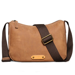 Trendy Camel Leather Men's Small Side Bag Postman Bag Messenger Bag For Men