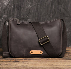 Trendy Coffee Leather Men's Small Side Bag Postman Bag Messenger Bag For Men