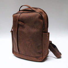 Green Mens Leather Backpack Travel Backpacks Laptop Backpack for men - iwalletsmen