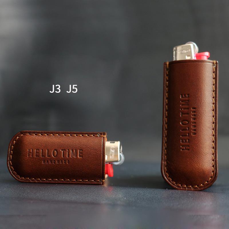 Handmade Coffee Bic j3 j5 j6 Leather Lighter Cases Leather Bic j3